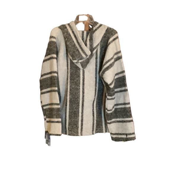 Vintage Baja Hooded Pullover Drug Rug Womens Striped Festival Beach M? - Picture 2 of 4